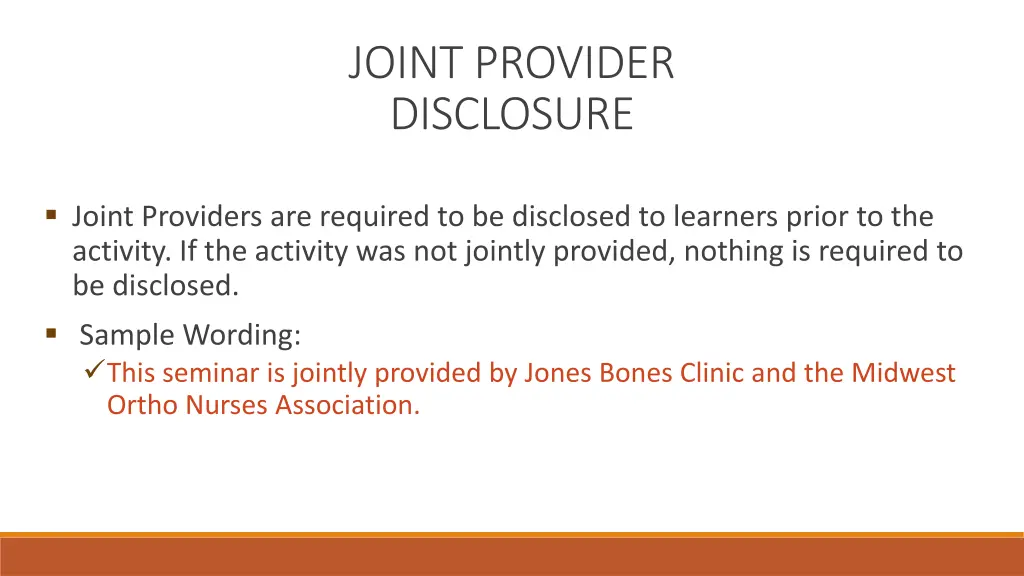 joint provider disclosure