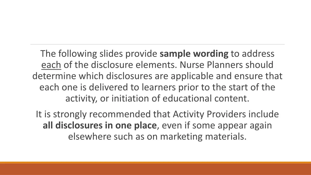 the following slides provide sample wording