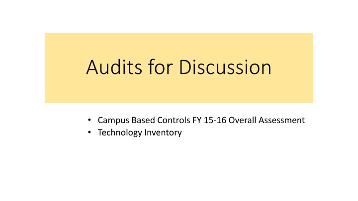 audits for discussion