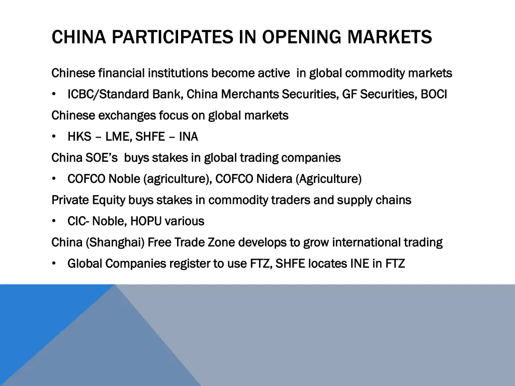 china participates in opening markets