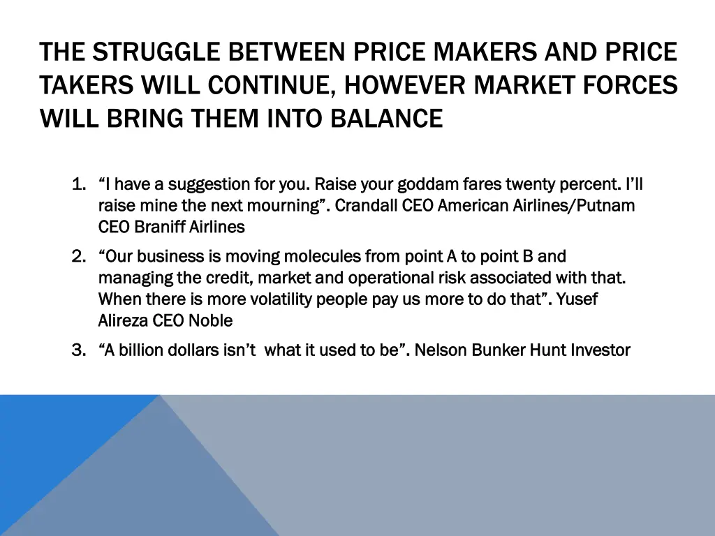 the struggle between price makers and price