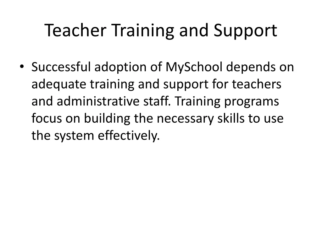 teacher training and support