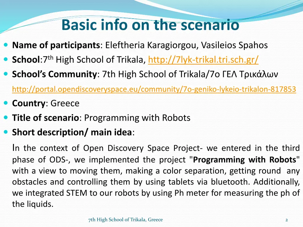 basic info on the scenario