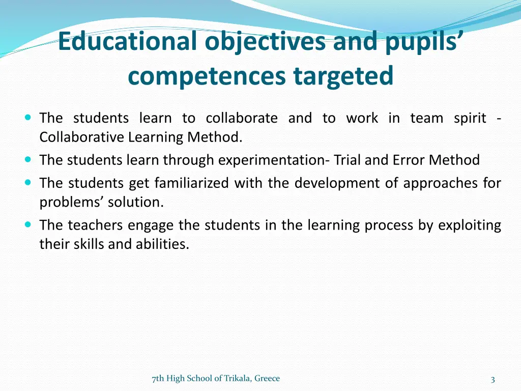 educational objectives and pupils competences