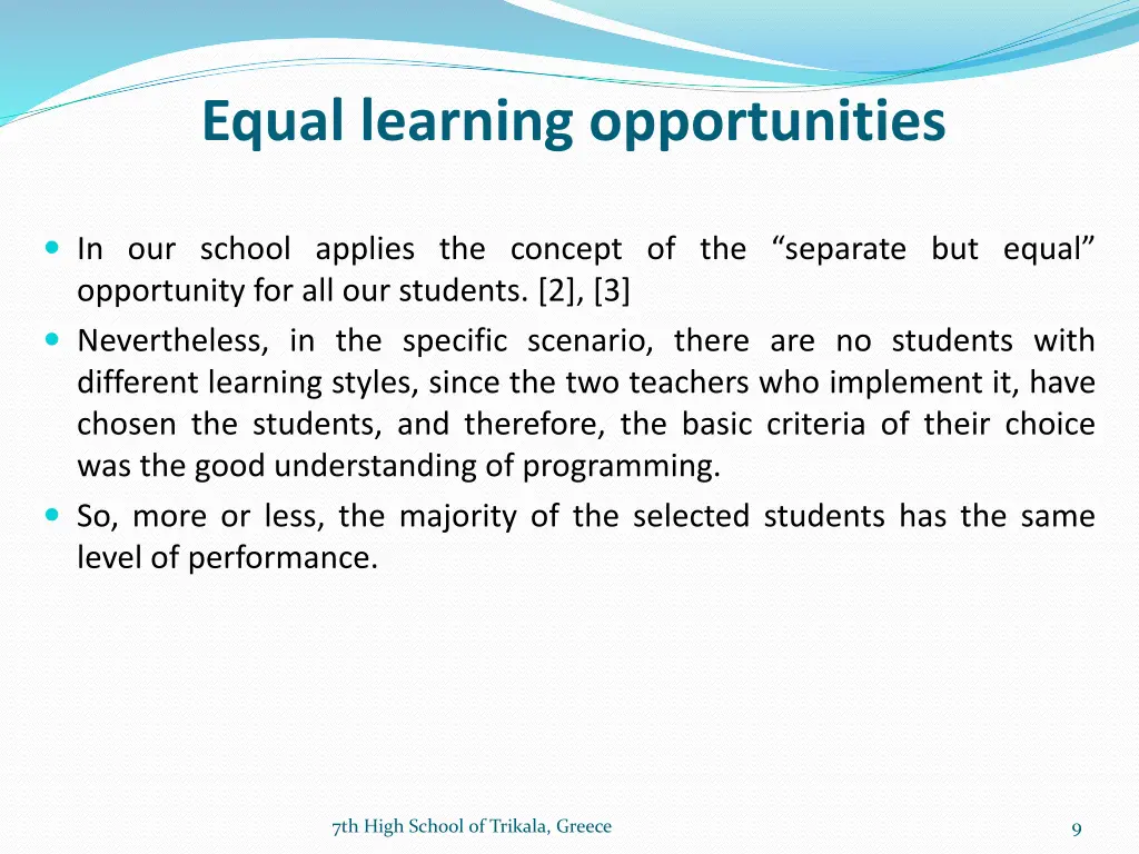 equal learning opportunities