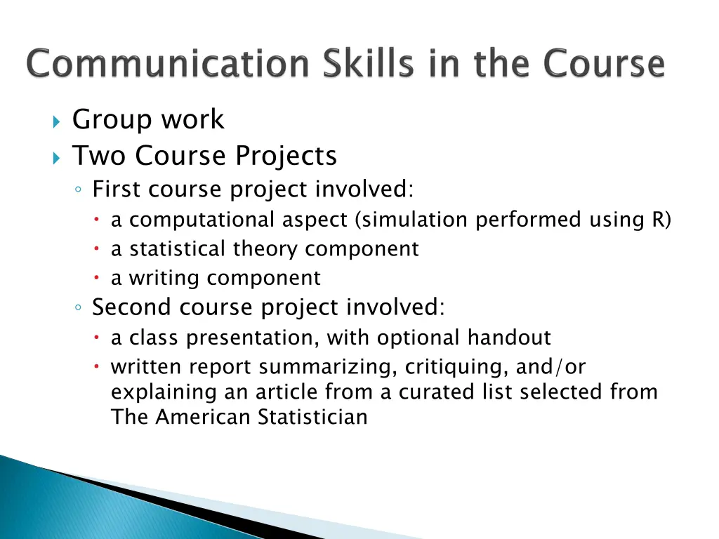 group work two course projects first course