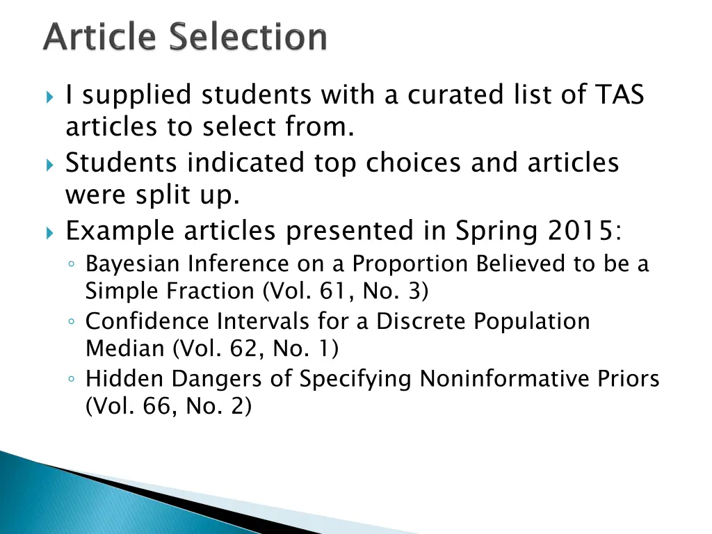 i supplied students with a curated list