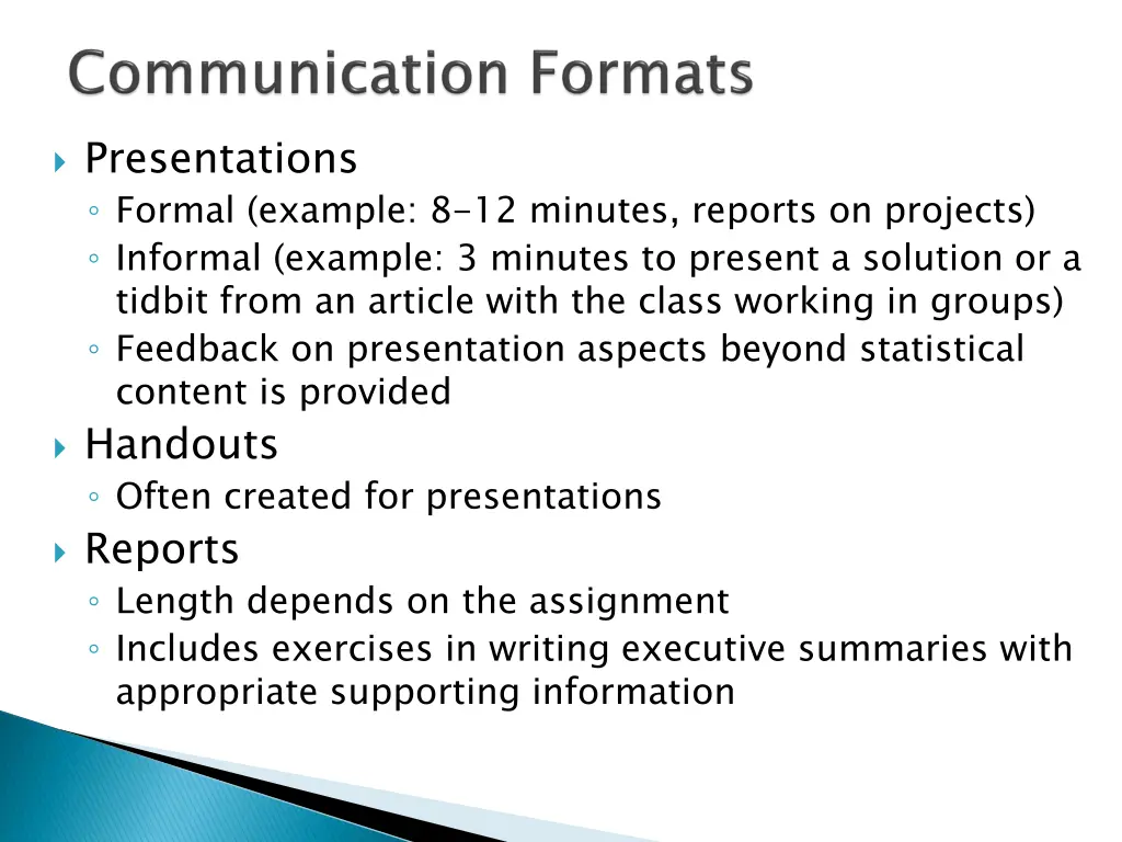 presentations formal example 8 12 minutes reports