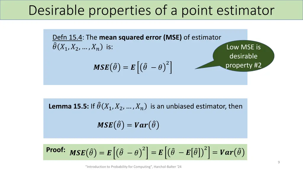 desirable properties of a point estimator 2
