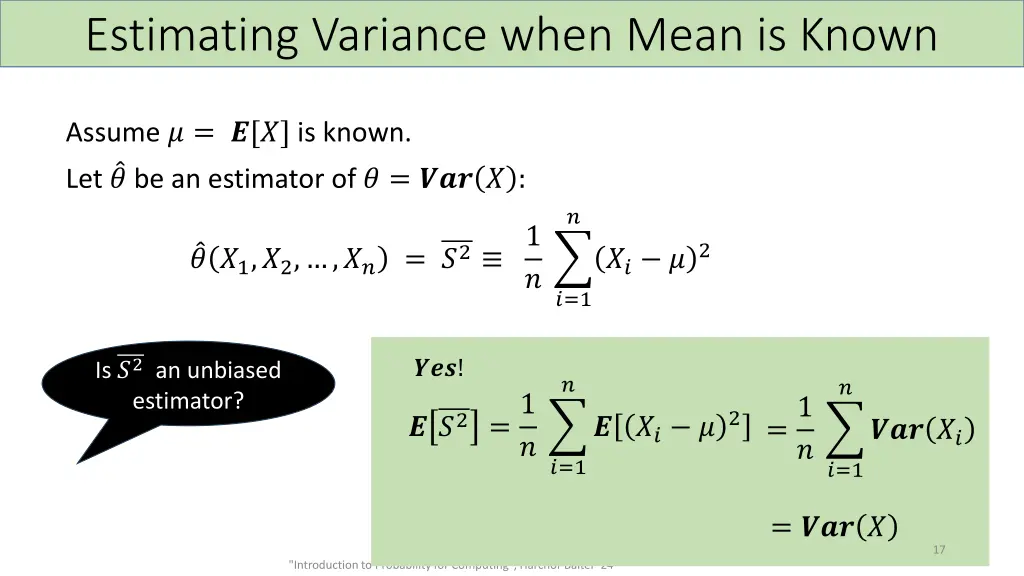 estimating variance when mean is known 1