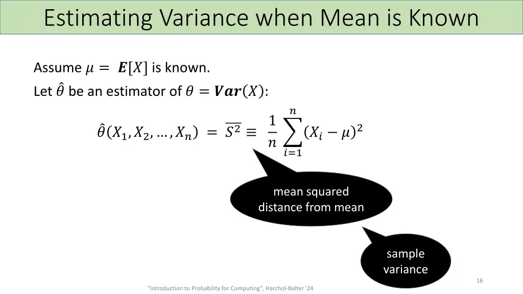 estimating variance when mean is known