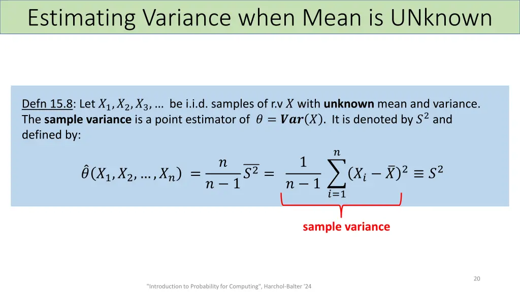 estimating variance when mean is unknown 2