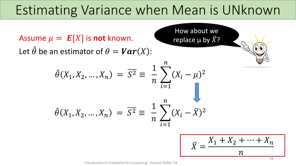 estimating variance when mean is unknown