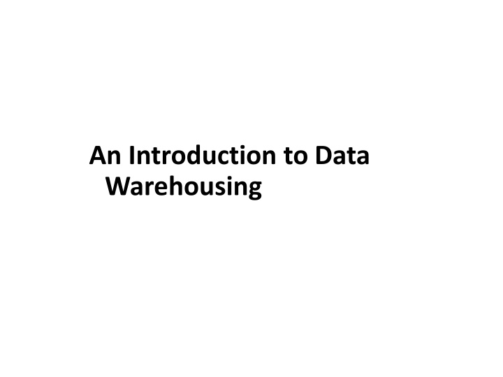 an introduction to data warehousing