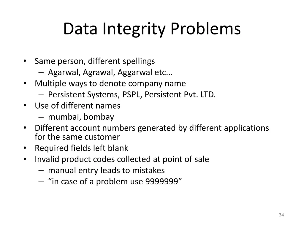 data integrity problems