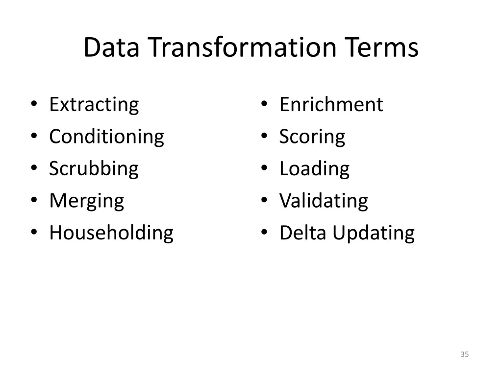 data transformation terms