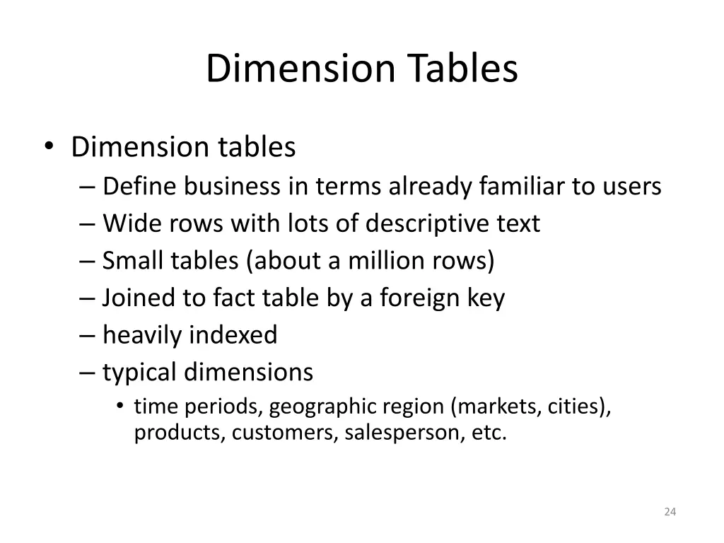 dimension tables