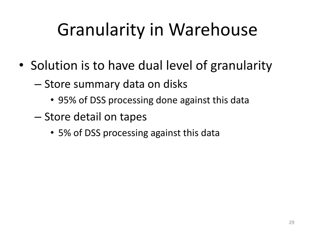 granularity in warehouse