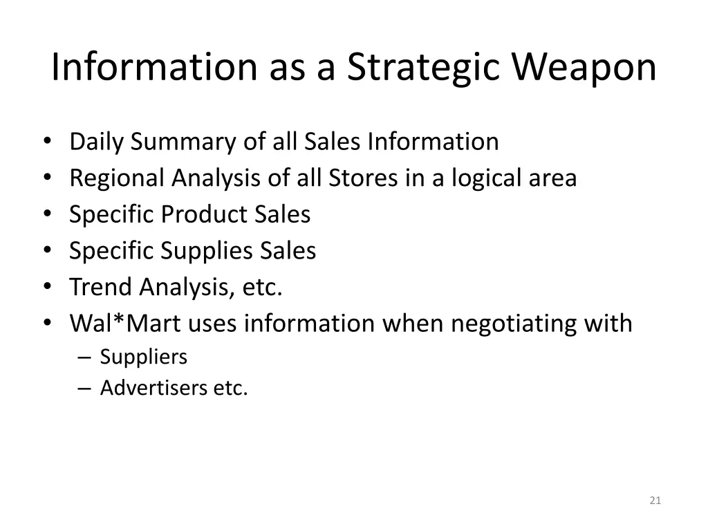 information as a strategic weapon