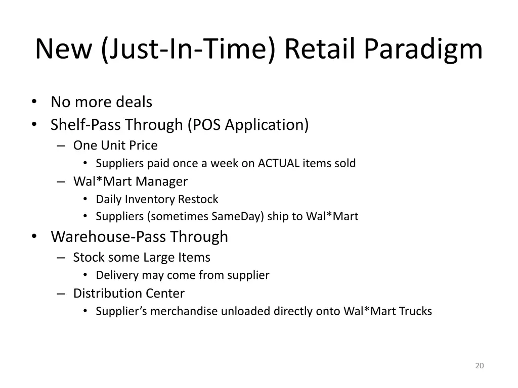 new just in time retail paradigm