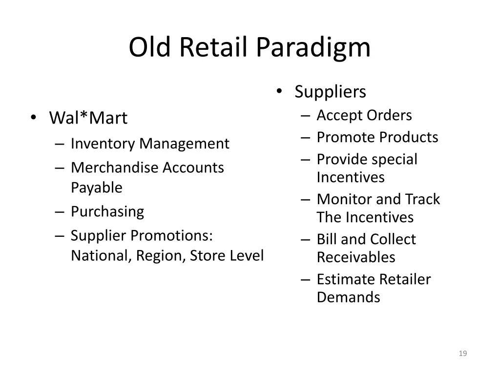 old retail paradigm