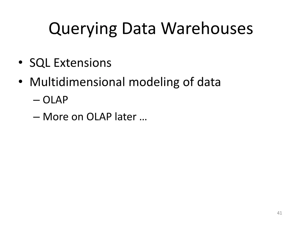 querying data warehouses