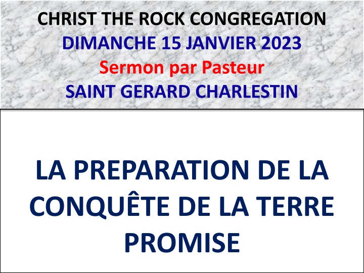 christ the rock congregation dimanche 15 janvier