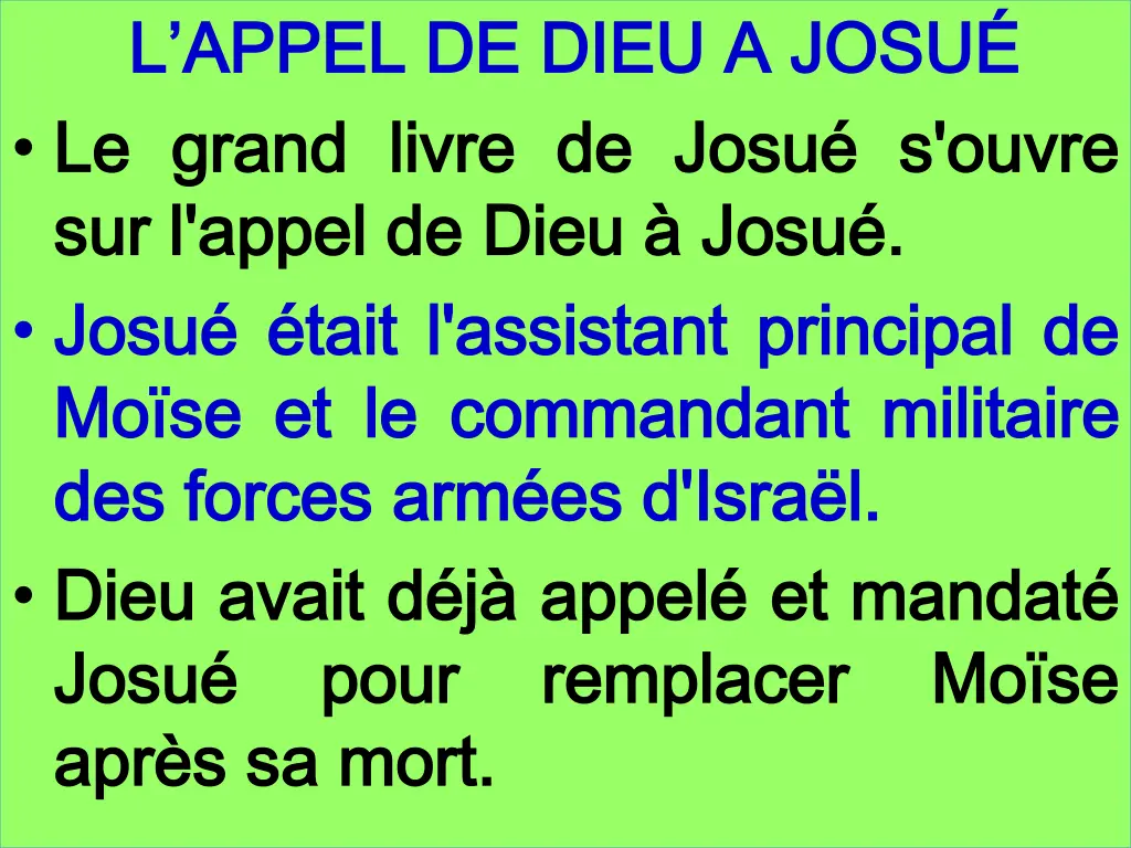 l appel de dieu a josu l appel de dieu a josu