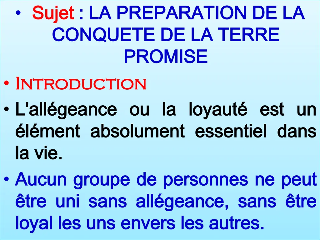sujet sujet la preparation de la la preparation