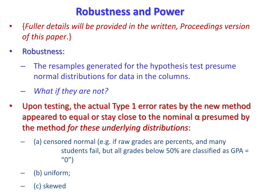 robustness and power