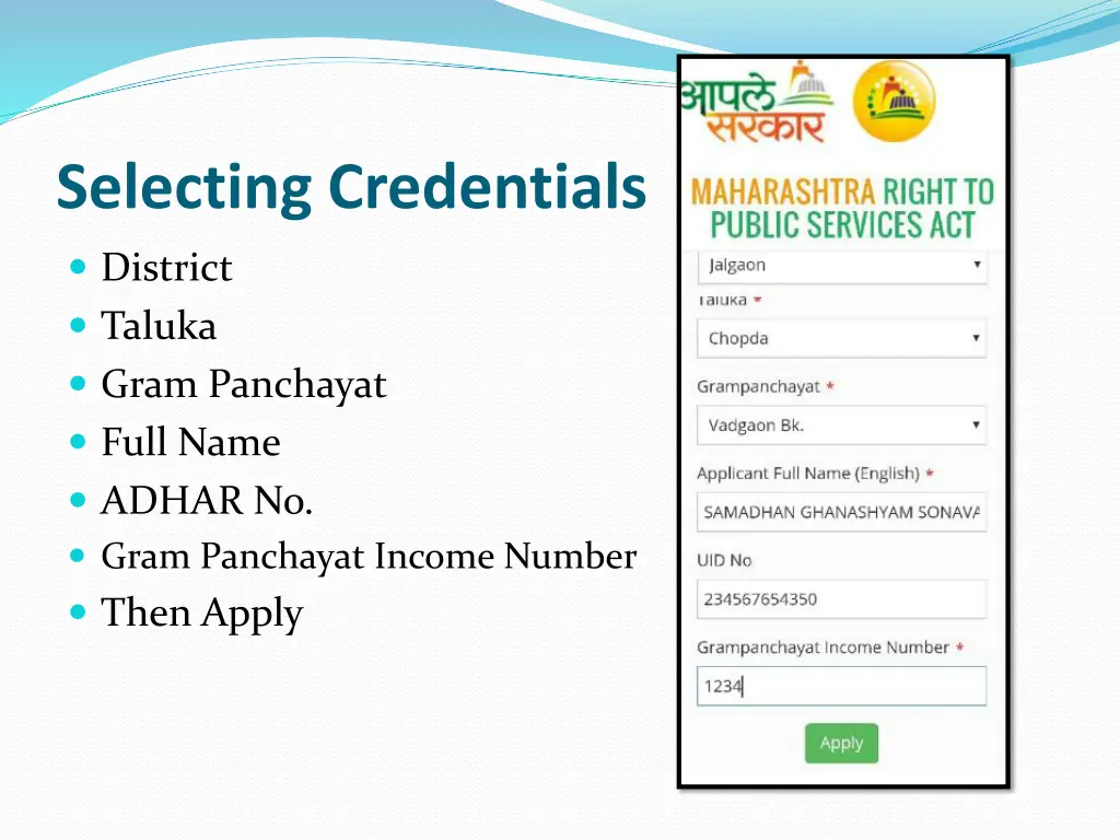selecting credentials