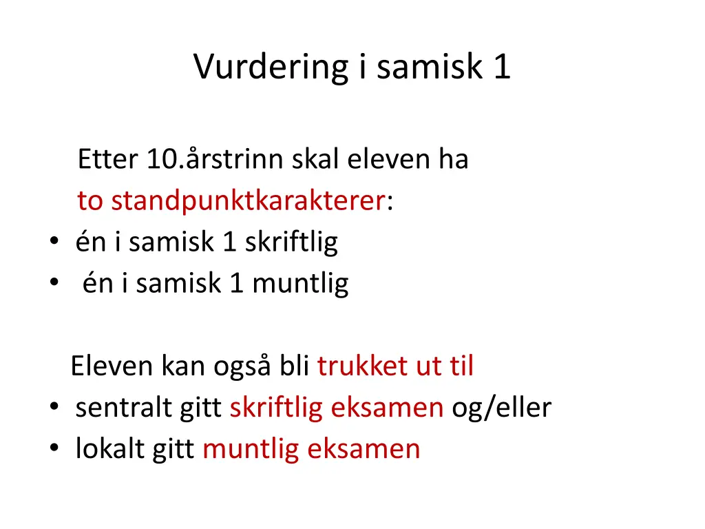 vurdering i samisk 1