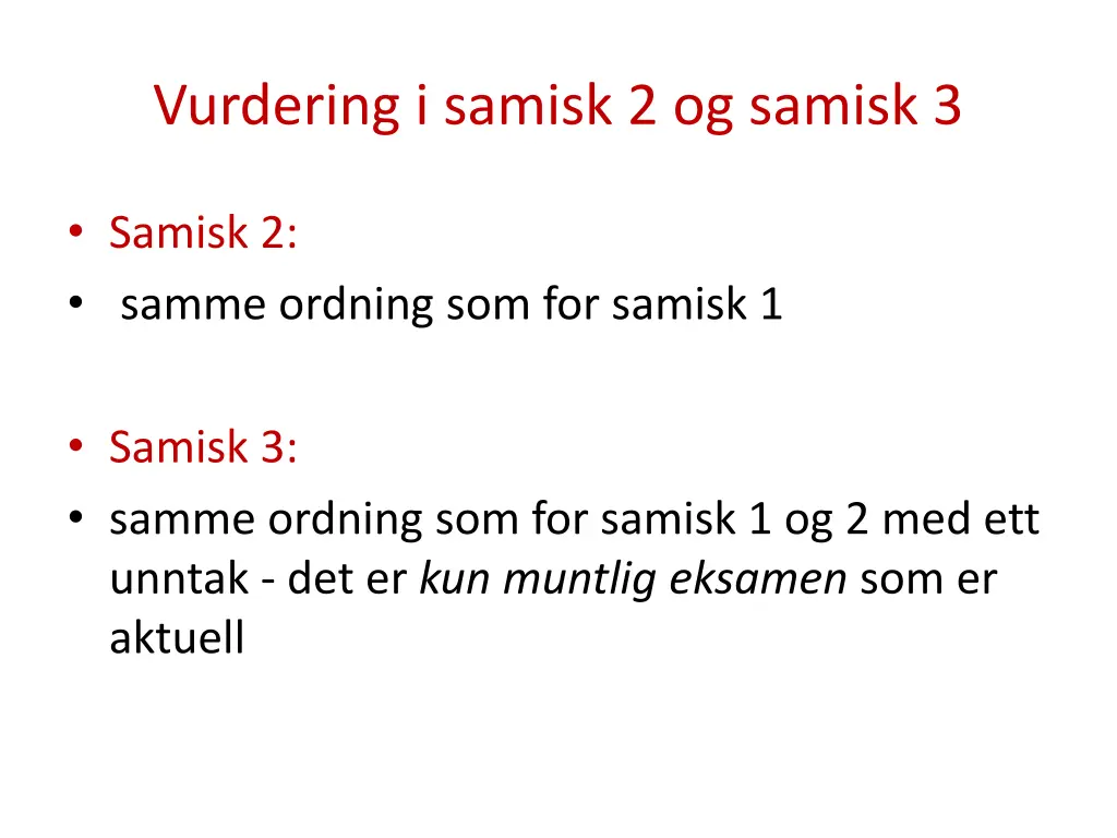 vurdering i samisk 2 og samisk 3
