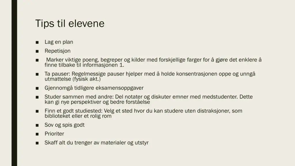 tips til elevene