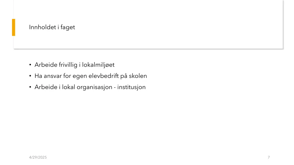 innholdet i faget