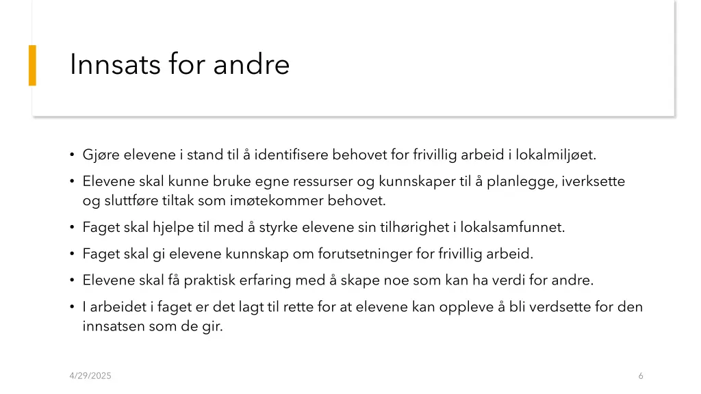 innsats for andre