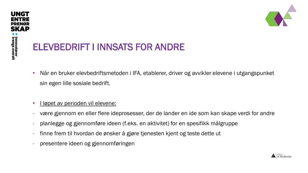 elevbedrift i innsats for andre elevbedrift