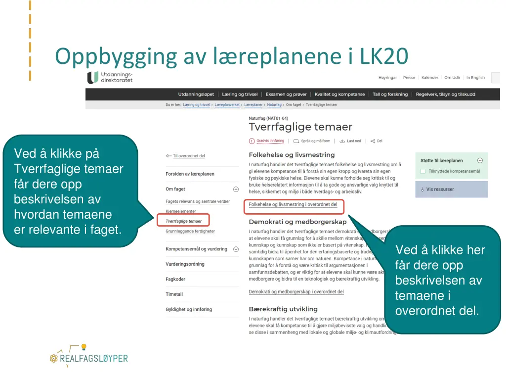 oppbygging av l replanene i lk20