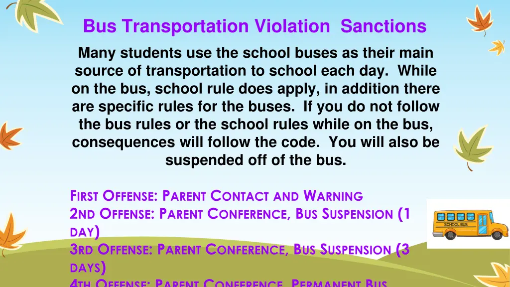bus transportation violation sanctions many