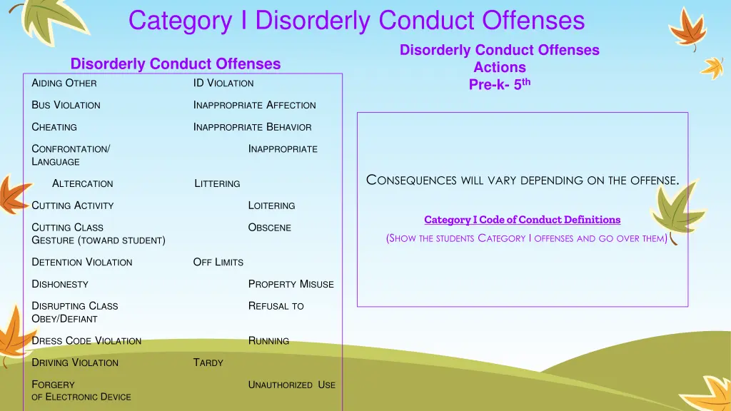 category i disorderly conduct offenses