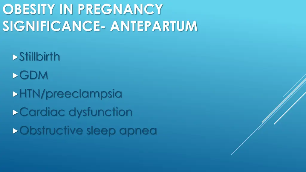 obesity in pregnancy significance antepartum