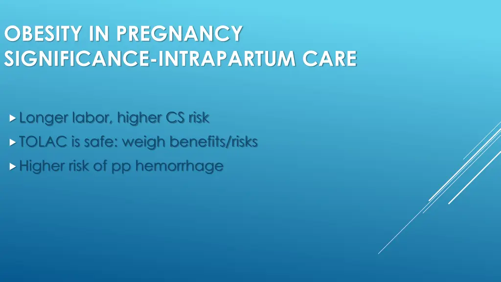 obesity in pregnancy significance intrapartum care