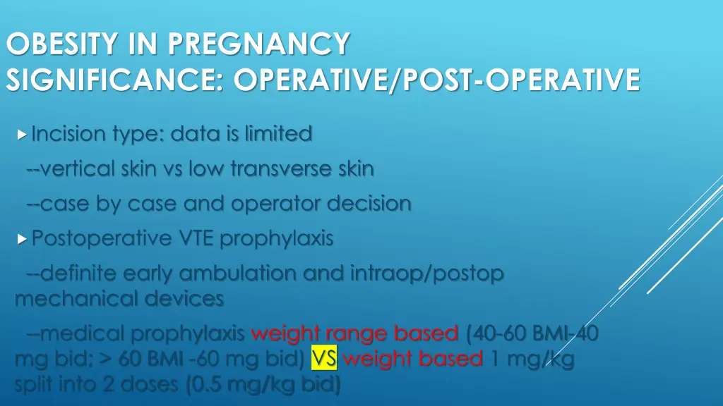 obesity in pregnancy significance operative post 1