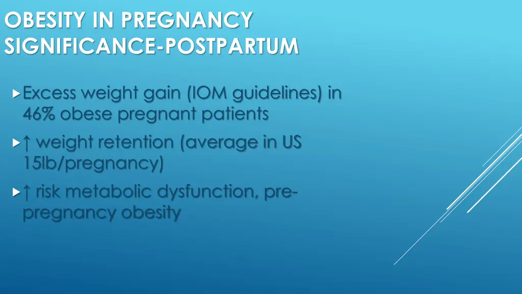 obesity in pregnancy significance postpartum