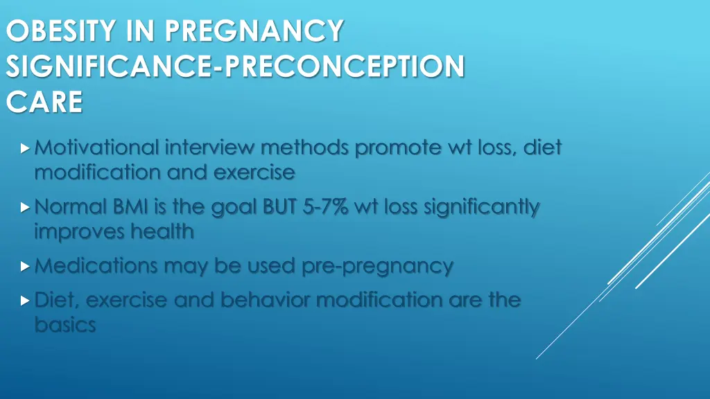 obesity in pregnancy significance preconception 1