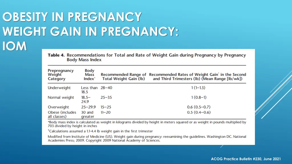 obesity in pregnancy weight gain in pregnancy iom