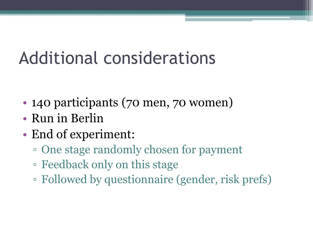 additional considerations
