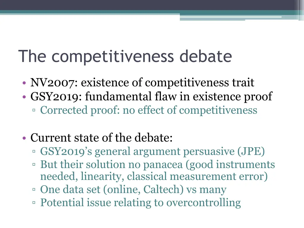 the competitiveness debate