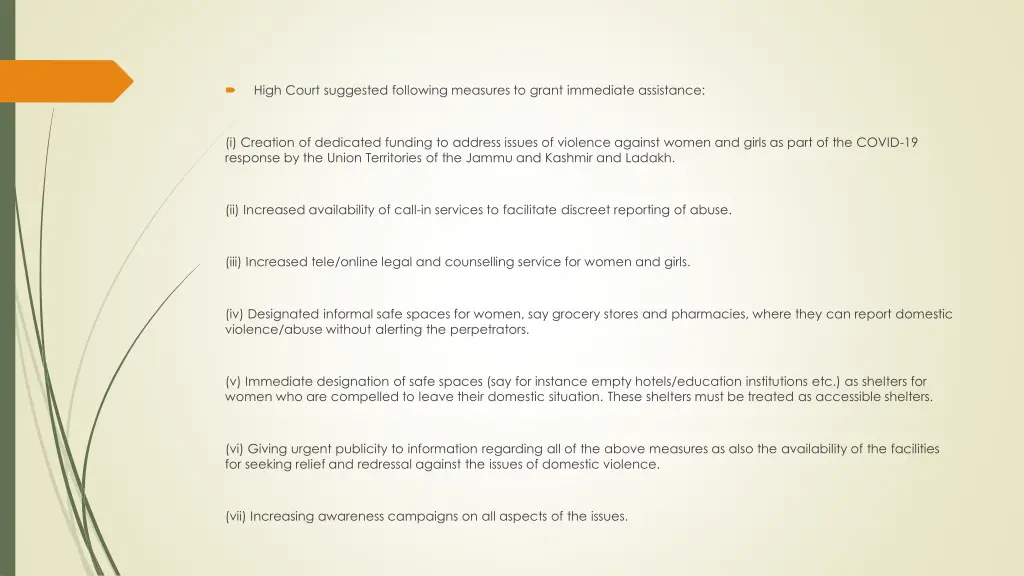 high court suggested following measures to grant