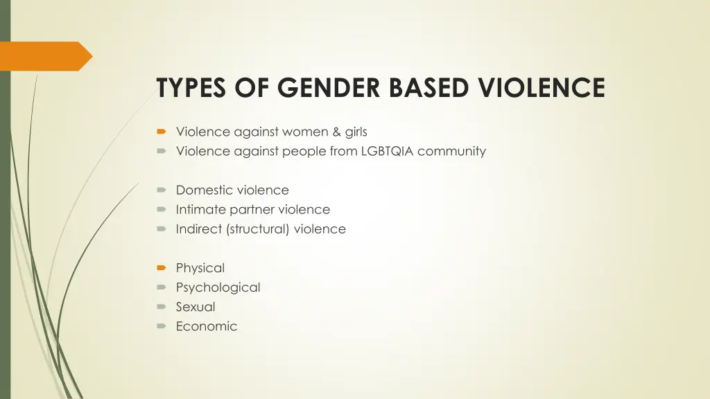 types of gender based violence